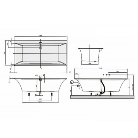 Cada Villeroy &amp; Boch, Squaro Edge, dreptunghiulara, pentru inzidire, 190 x 90 cm, alb alpin [1]