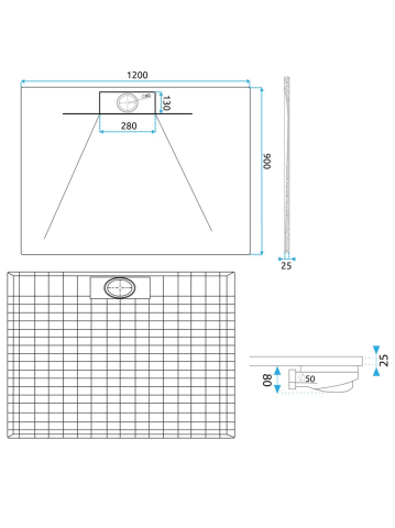 Cadita de dus Bazalt long 90x120 cm negru [8]