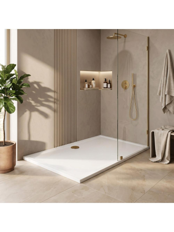 Cadita de dus cu ventil auriu periat Rea Savoy 80x100 cm alb [6]