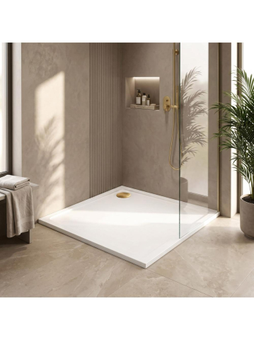 Cadita de dus cu ventil auriu periat Rea Savoy 90x90 cm alb [5]