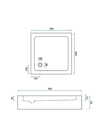 Cadita de dus cu ventil cupru periat Rea Savoy 90x90 cm negru [8]