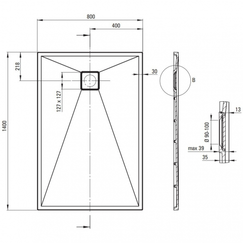 Cadita de dus Deante Correo antracit metalic 80x140 cm [2]