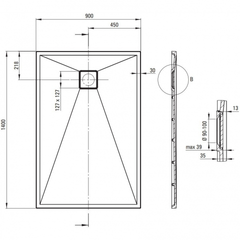 Cadita de dus Deante Correo antracit metalic 90x140 cm [2]