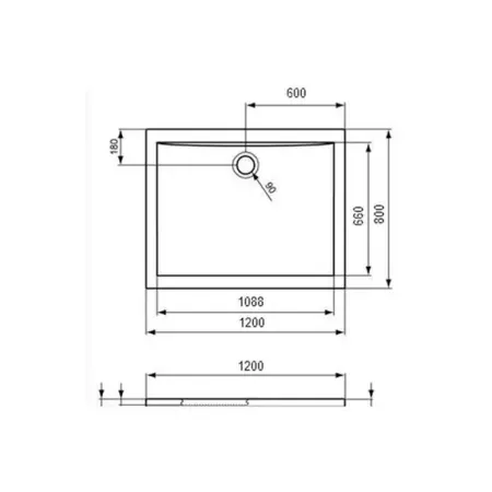 Cadita de dus dreptunghiulara Ideal Standard Ultra Flat 120x80 cm [2]