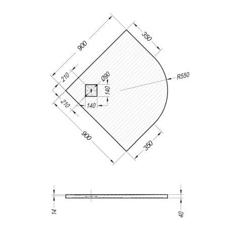 Cadita de dus, Kolpasan, Moonwalk R, semirotunda, 90 x 90 cm, R=55 cm, alb [1]