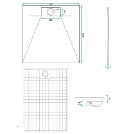 Cadita dus patrata alb Rea Bazalt 90x90 cm [7]