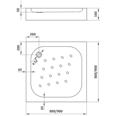 Cadita dus patrata Deante Funkia alb 90x90 cm [5]