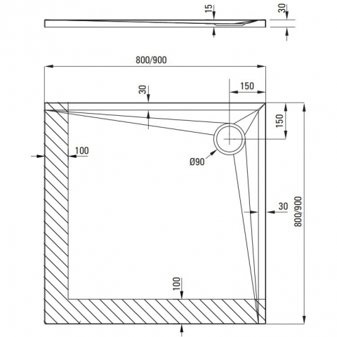 Cadita dus patrata Deante Kerria Plus alb 80 cm [3]