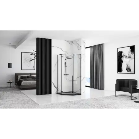Cadita dus pentagonala Rea Diamond 90x90 negru [5]