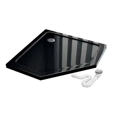 Cabine dus - Cadita dus pentagonala Rea Diamond 90x90 negru