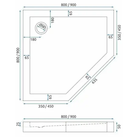 Cadita dus Rea Diamond 90x90 cm alb [8]