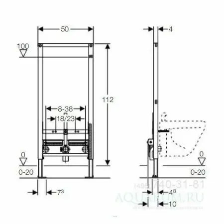 Cadru metalic pentru fixare bideu cu inaltime 112 cm Geberit Duofix [1]