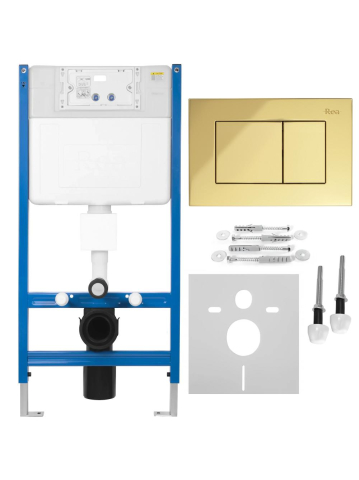 Rezervore incastrate - Cadru WC incastrat Rea K011A-Q buton J auriu adancime 90 mm