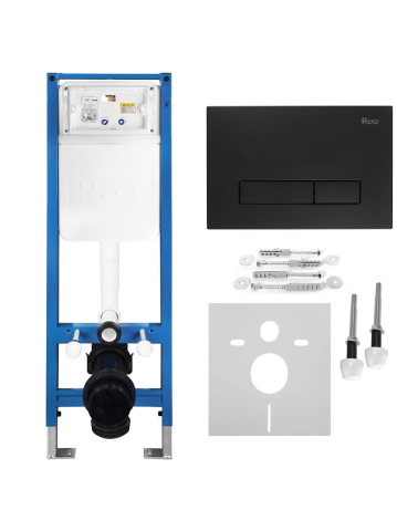 Set Cadru Ingropat Rea 024N pentru WC cu Buton HD Negru Mat [11]