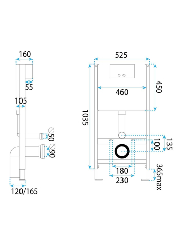 Cadru WC încastrat Rea cu buton I auriu periat [9]