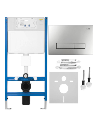 Cadru WC incastrat Rea K011A-Q buton HD argintiu satinat 90mm [10]
