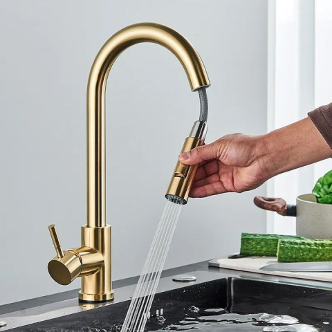 Cap cu aerator pentru baterie de bucătărie REA Fresh auriu periat [3]