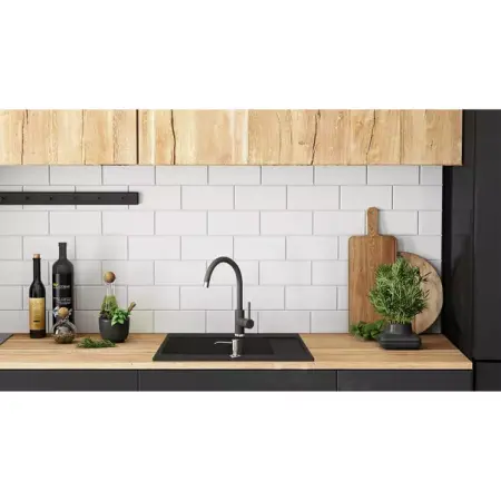 Chiuveta compozit Rea Fox negru mat 78x47 cm [3]