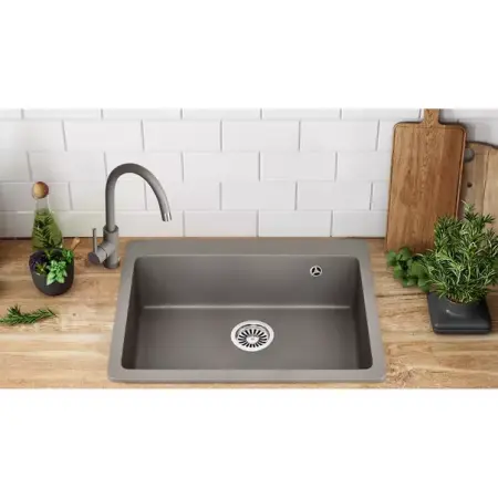 Chiuveta compozit Rea Lin gri mat 60x50 cm [3]