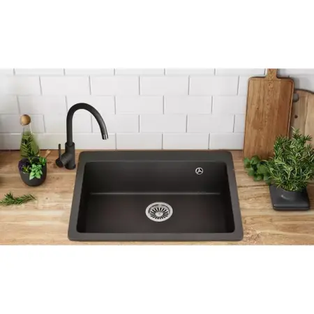 Chiuveta compozit Rea Lin negru mat 60x50 cm [3]