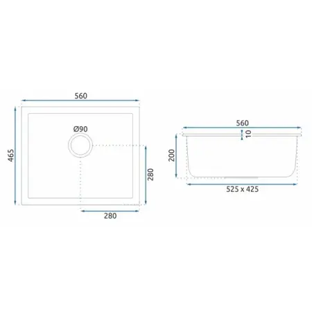 Chiuveta compozit Rea Nels gri 56x46.5 cm [5]