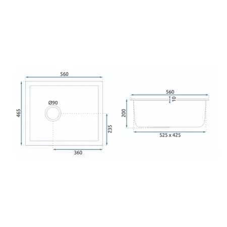 Chiuveta compozit Rea Nels negru mat 56x47 cm [6]