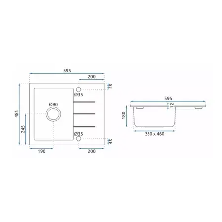Chiuveta compozit Rea North gri mat 60x49 cm [9]