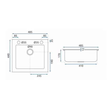 Chiuveta compozit Rea West alb mat 49x44 cm [7]