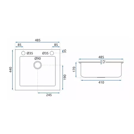 Chiuveta compozit Rea West gri mat 49x44 cm [6]