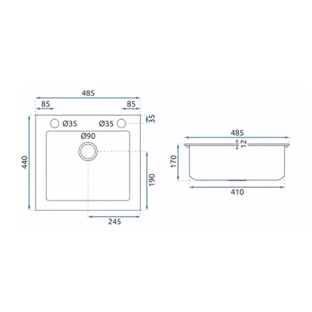 Chiuveta compozit Rea West negru metalizat 49x44 cm [6]