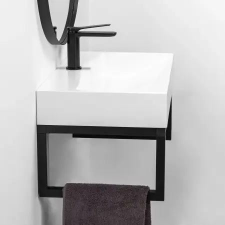 Chiuveta din conglomerat Goya 70cm Alb + Cadru Negru, Rea [2]