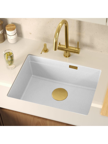 Chiuveta din granit Logan 100 ventil crom, Alb [6]