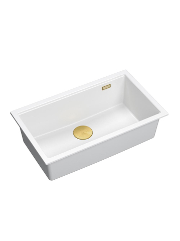 Bucatarie - Chiuveta din granit Logan 110 ventil auriu, Alb