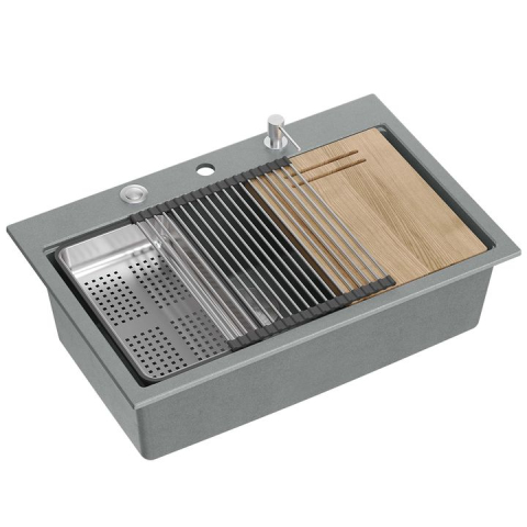 Chiuvete Compozit - Chiuveta din granit MARC 110 WORKSTATION gri metalic