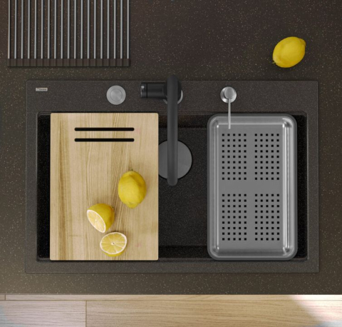 Chiuveta din granit MARC 110 WORKSTATION negru metalic [7]