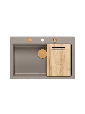 Chiuveta din granit MARC 110 WORKSTATION ventil auriu, bej [4]