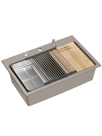 Bucatarie - Chiuveta din granit MARC 110 WORKSTATION ventil auriu, bej