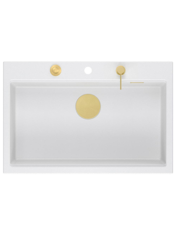 Chiuveta din granit MARC 110 WORKSTATION ventil crom, Alb [5]