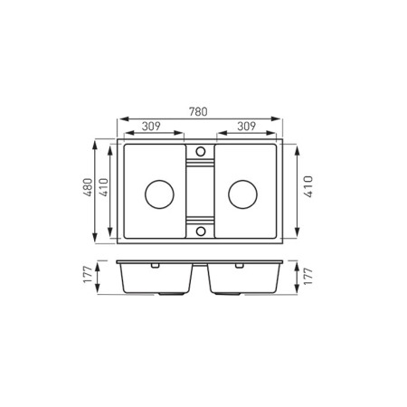 Chiuveta granit Ferro, Mezzo II, dreptunghiulara, 2 cuve, 780x480 mm, grafit [1]