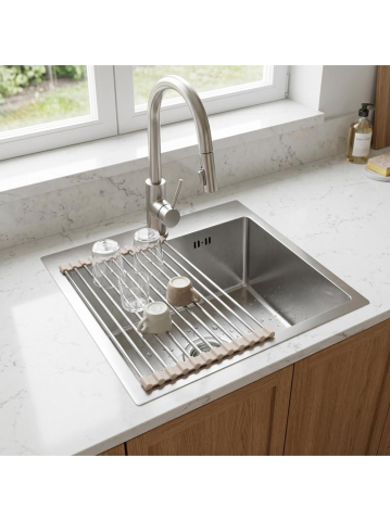 Chiuveta otel inoxidabil REA Leo 50 Nickel Periat 500x450x185mm cu accesorii [7]