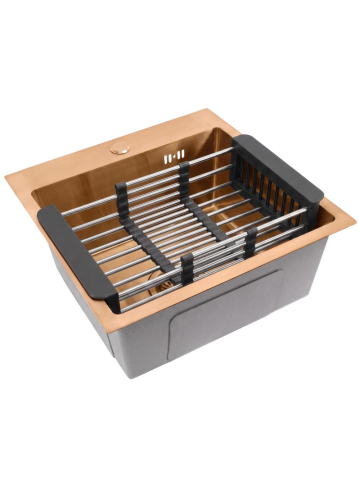 Chiuveta otel inoxidabil REA Leo 40 cupru periat 450x400mm set accesorii bucatarie [7]