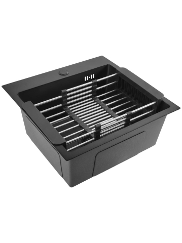 Bucatarie - Chiuveta din otel inoxidabil REA Leo 40 negru mat 450x400 mm cu accesorii