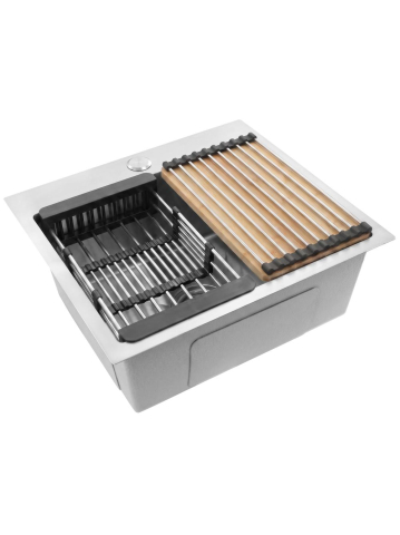 Bucatarie - Chiuveta otel inoxidabil REA Leo 50 Nickel Periat 500x450x185 mm set accesorii