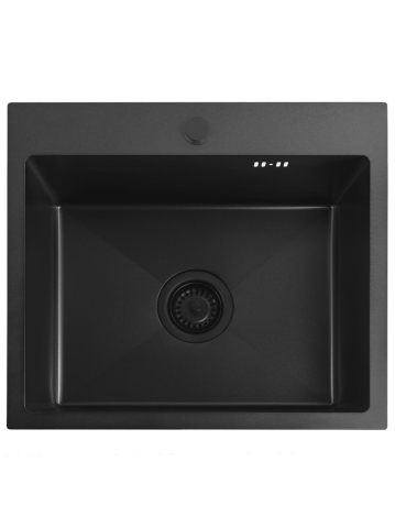 Chiuveta din otel inoxidabil REA Leo 50 negru mat 500x450x185mm cu accesorii [5]