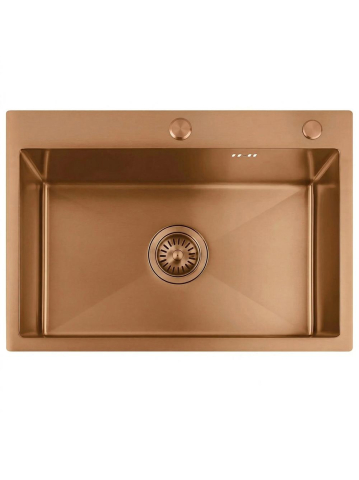 Chiuveta otel inoxidabil REA Liam cupru periat 580x450x185mm cu set accesorii bambus scurgator [5]