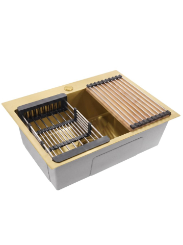 Bucatarie - Chiuveta otel inoxidabil REA Liam 580x450 mm auriu periat set accesorii
