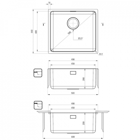Chiuveta inox Deante Egeria 49x44 cm crom [2]