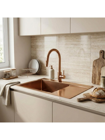 Chiuvetă inox Fin 62x48 cm cu baterie cupru periat [4]