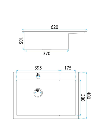 Chiuvetă inox Fin 62x48 cm cu baterie cupru periat [8]