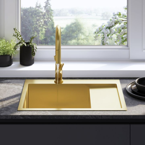 Chiuvetă inox Fin auriu periat [3]